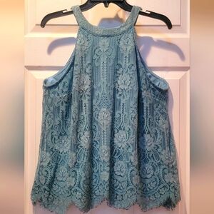 Elegant Lace Halter Top - Turquoise, Torrid, Size 00